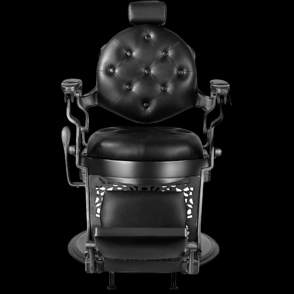 ***BARBOSSA Barber Chair - Black with Silver Frame