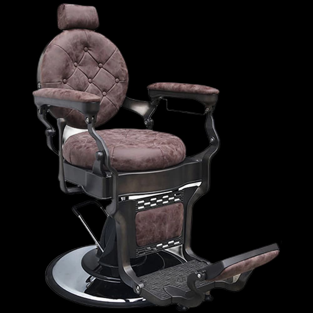 CALICO JACK Barber Chair - Graphite Frame (Redwood Leather)