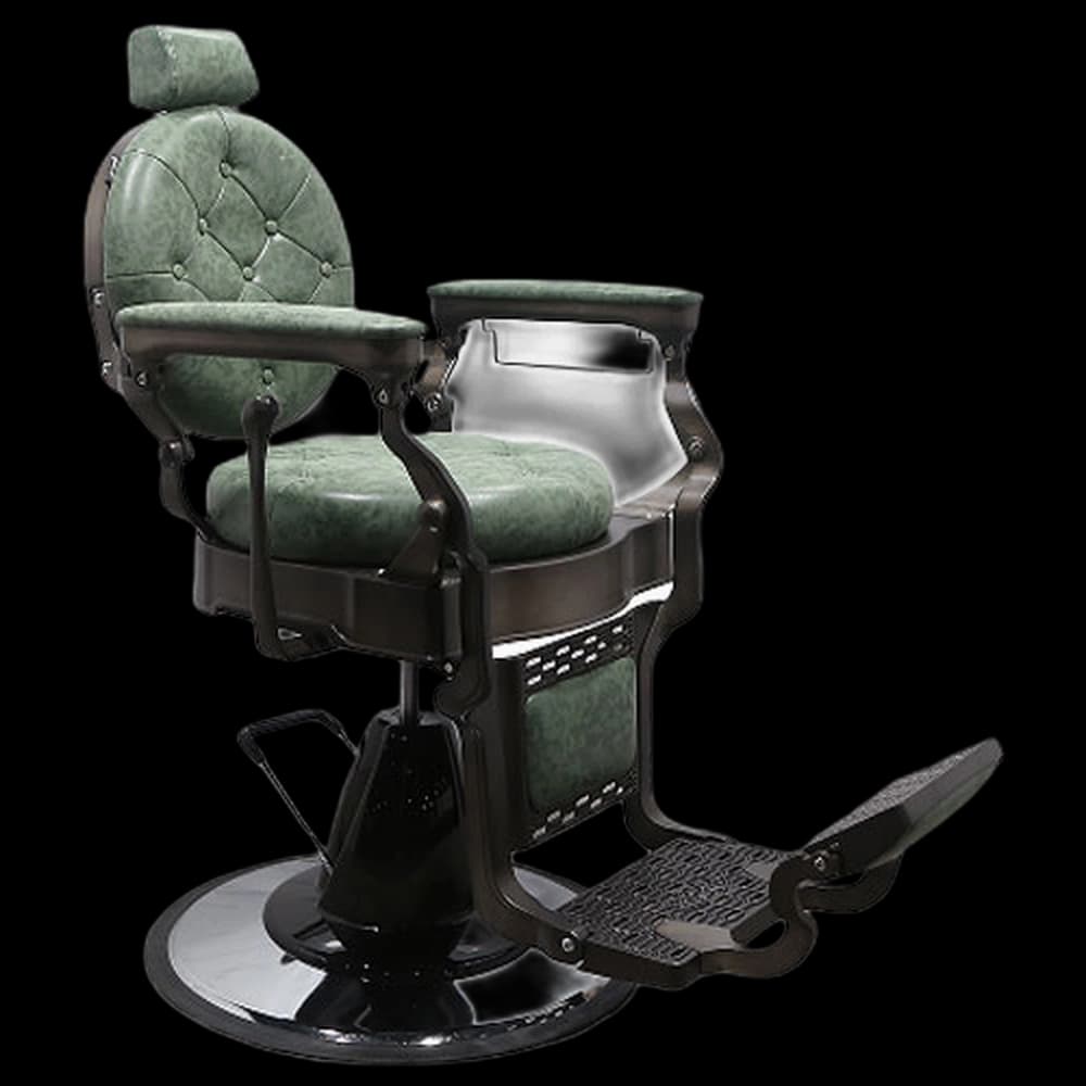 CALICO JACK Barber Chair - Graphite Frame (Rustic Green)