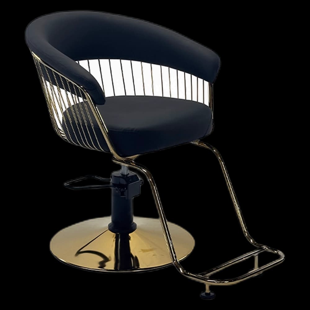 STARLING Styling Chair - Black with Gold & Footrest