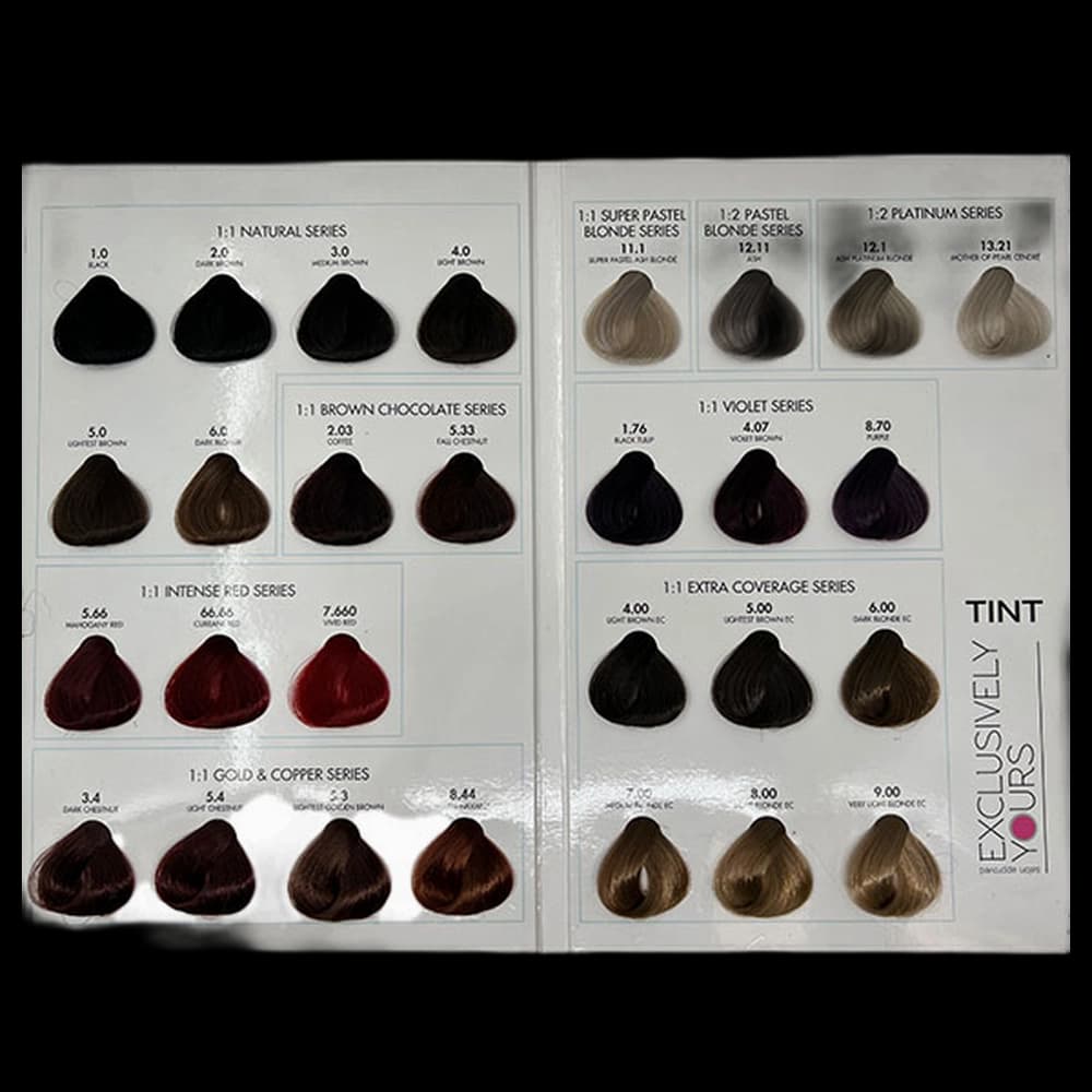***Exclusively Yours Tint Colour Chart