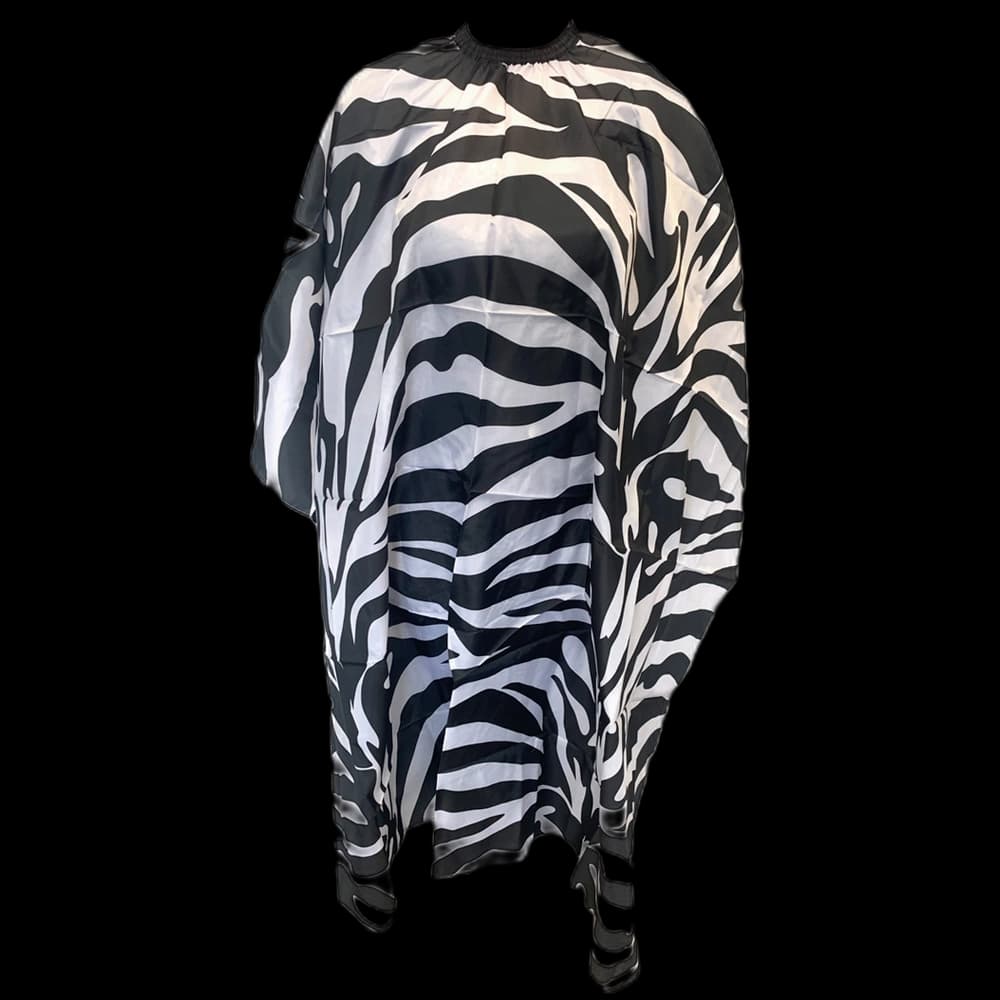 Cutting Cape - Zebra Pattern Black with Slide Clip (CP55739)