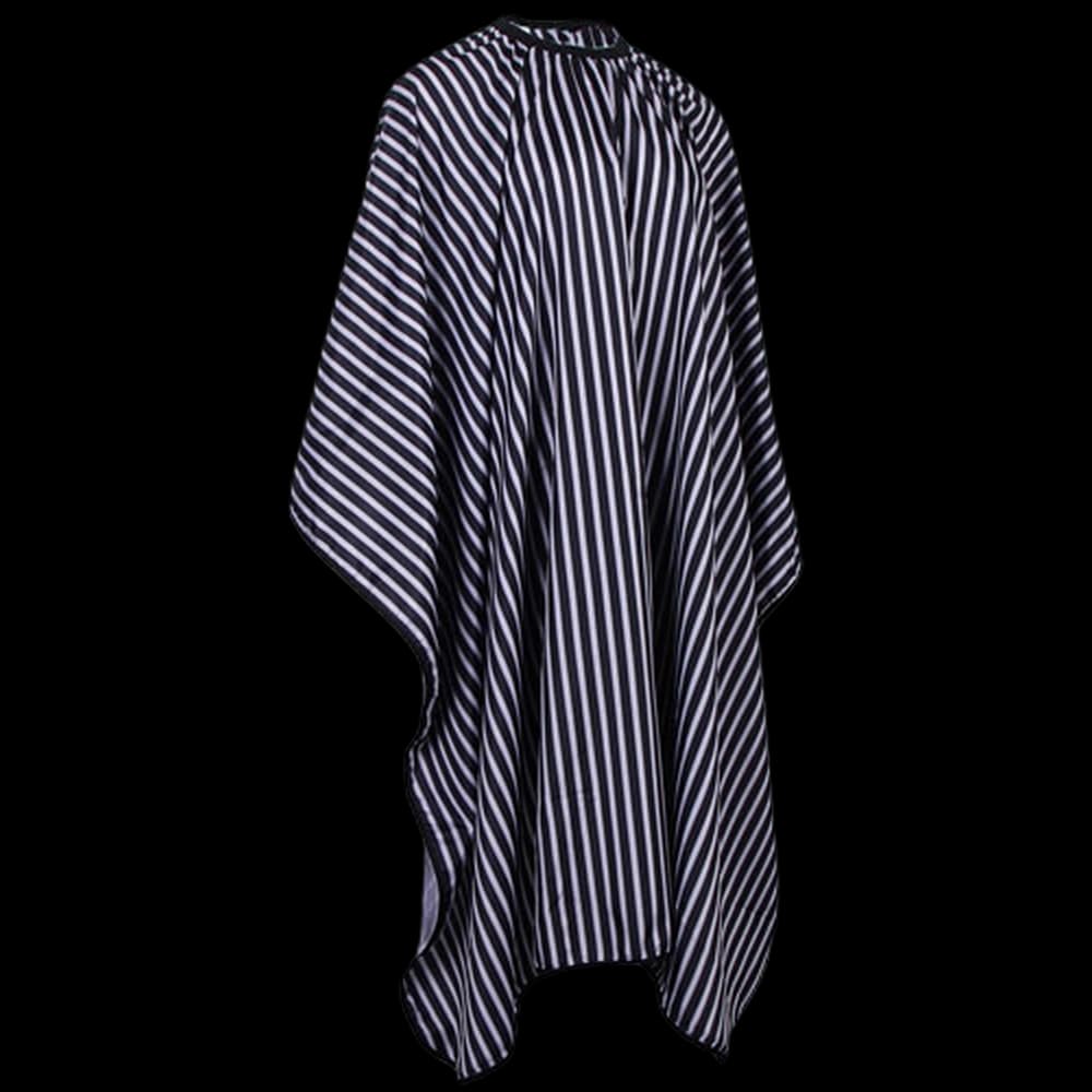 Cutting Cape Polyester - Black with White Stripes with Studs