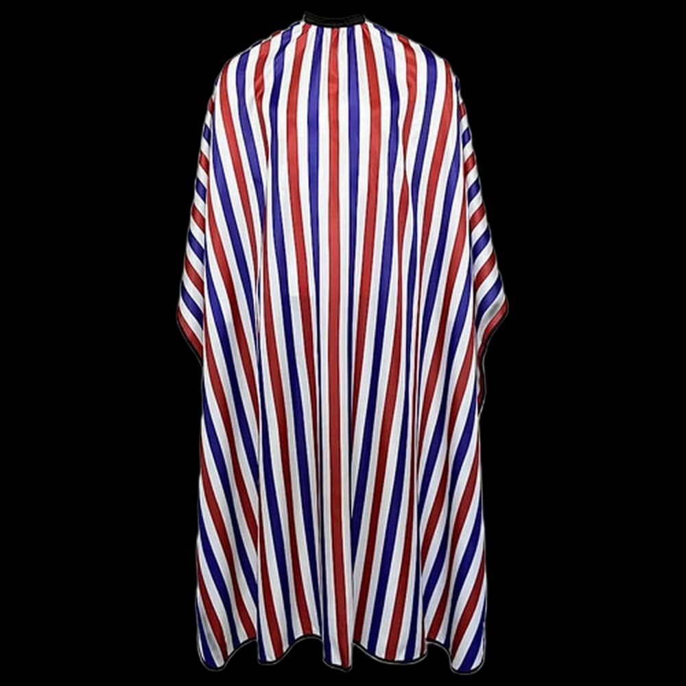 Cutting Cape Polyester - White/Red/Blue Stripes - Slide Clip