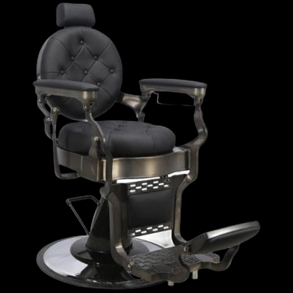 CALICO JACK Barber Chair - Graphite Frame (Black Leather)