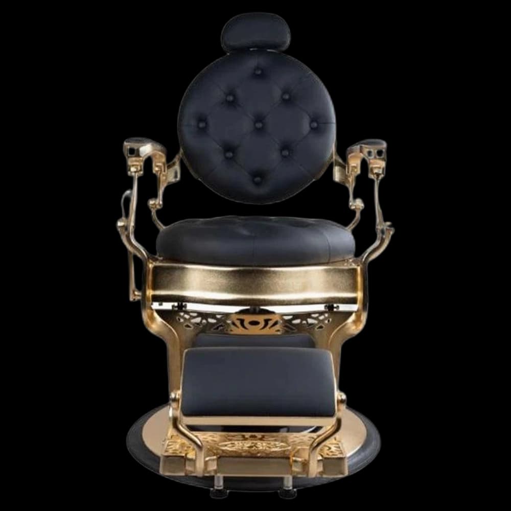 CALICO JACK Barber Chair - Gold Chrome Frame (Black Leather)