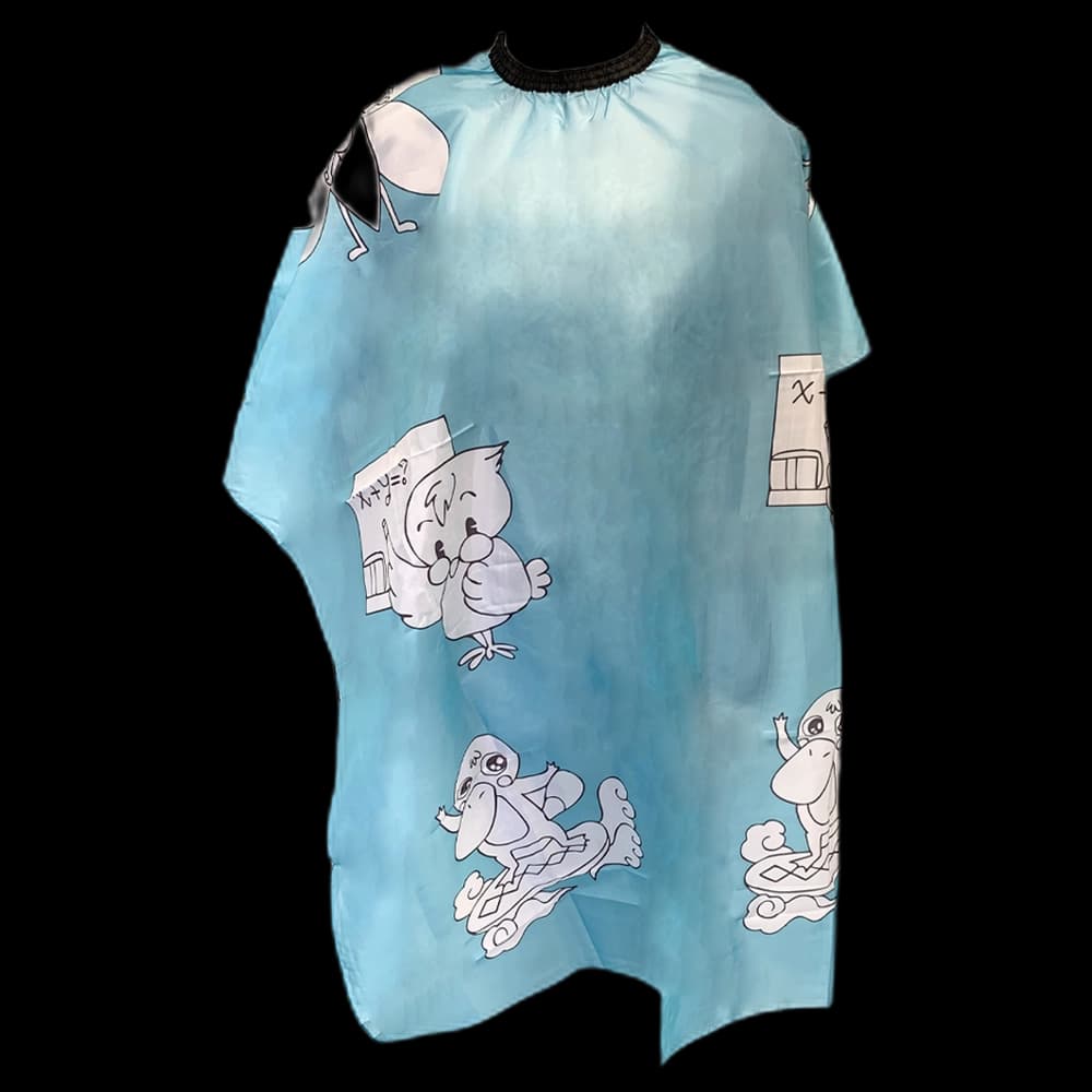 Cutting Cape - Kiddies Cape - Blue Cartoon and Side Clip