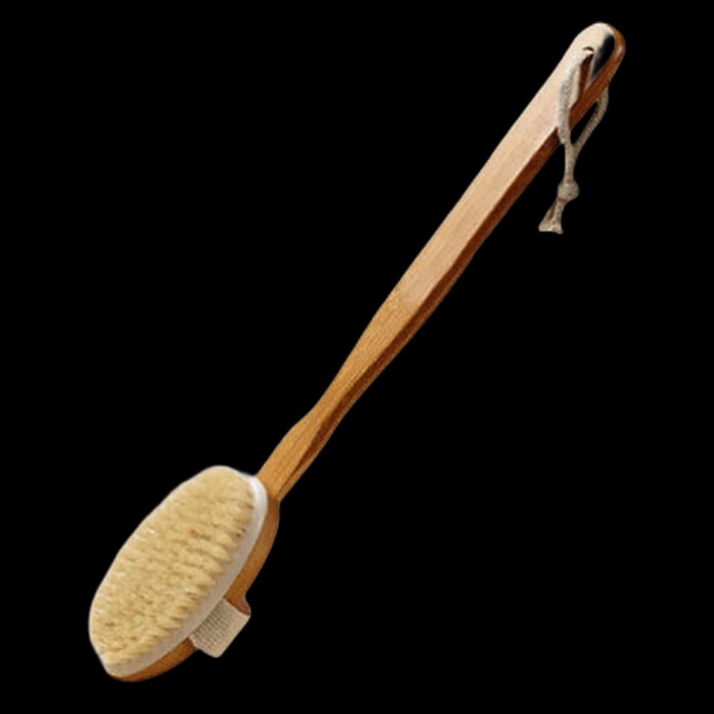 Natural Bristle Body Brush with Removable Handle