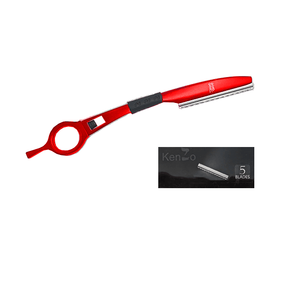 KenZo Straight Razor with 5 Blades - RED