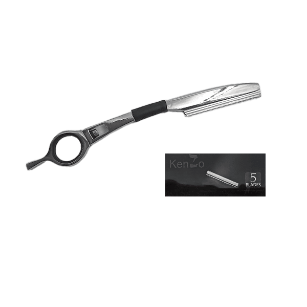 KenZo Straight Razor with 5 Blades - SILVER